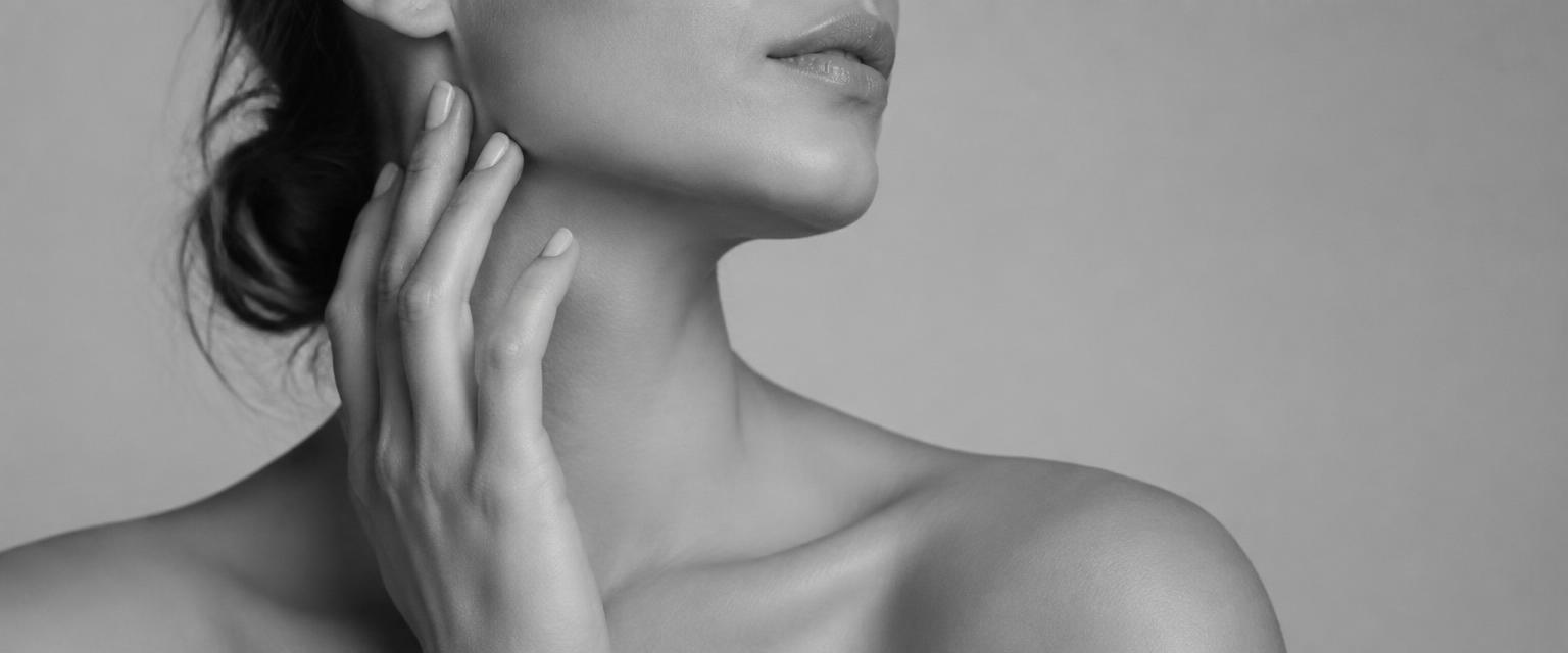 Hand gently touching the neck